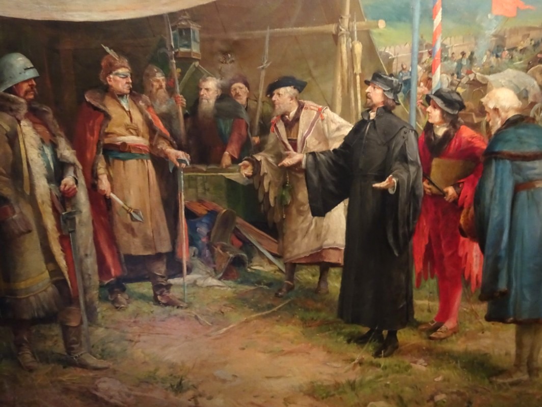 Jan Žižka a Jan Rokycana - obraz ve sboru CČSH v Mostě. Foto: ÚAM CČSH